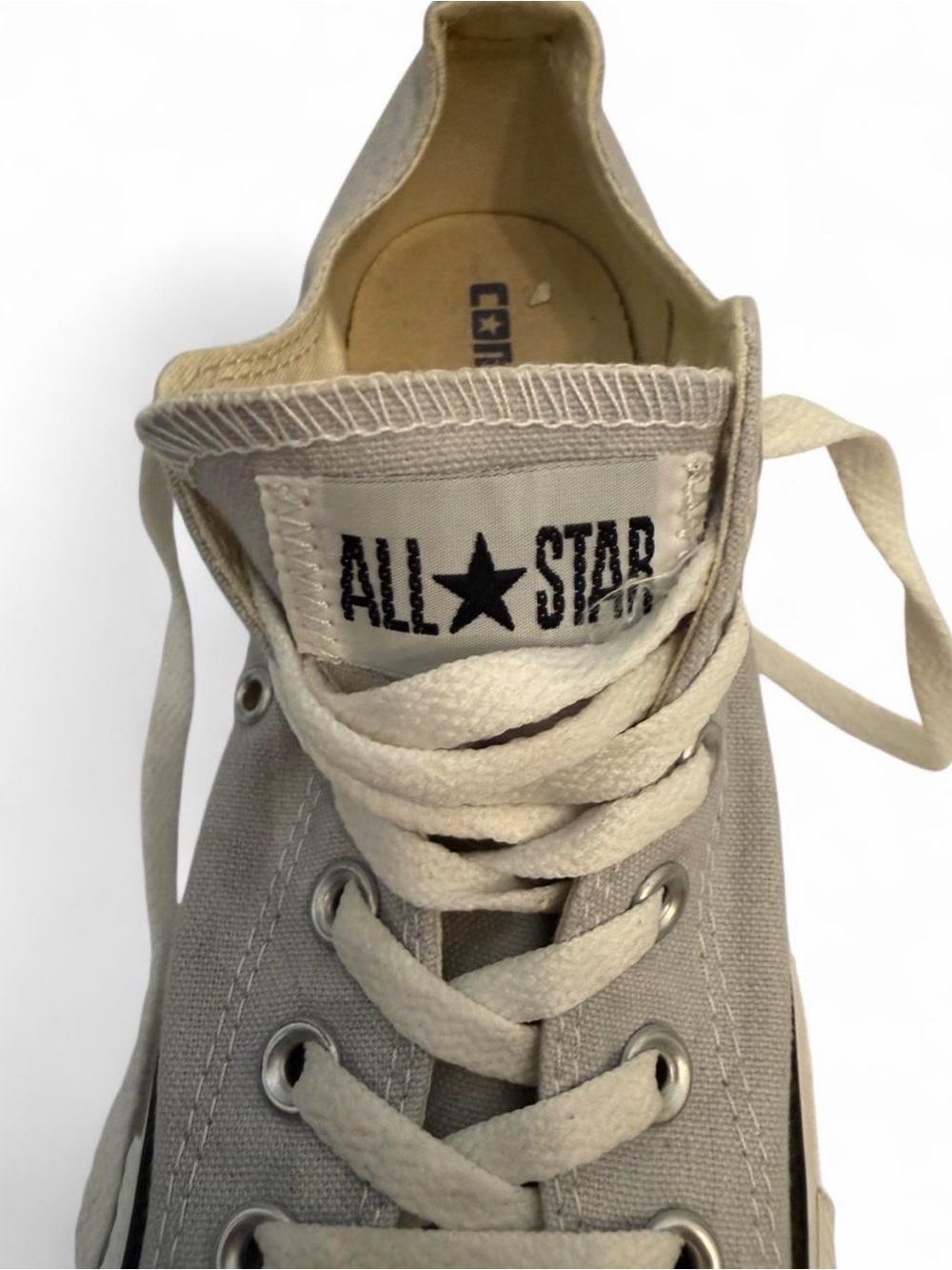 Excellent Condition Converse Low-Top Canvas Sneakers — Gray with White Accents 8 - Picture 4 of 5
